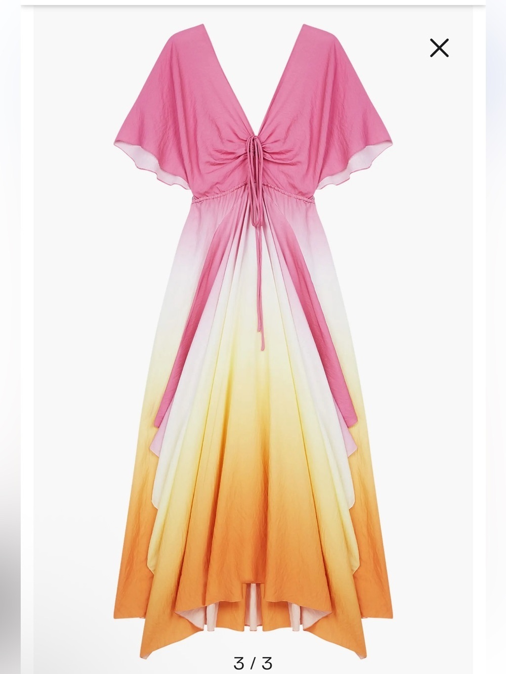 Maje Rachelly Dip Dye Batwing Sleeve Midi Dress Pink Orange Ombre Maxi NWT 38 6